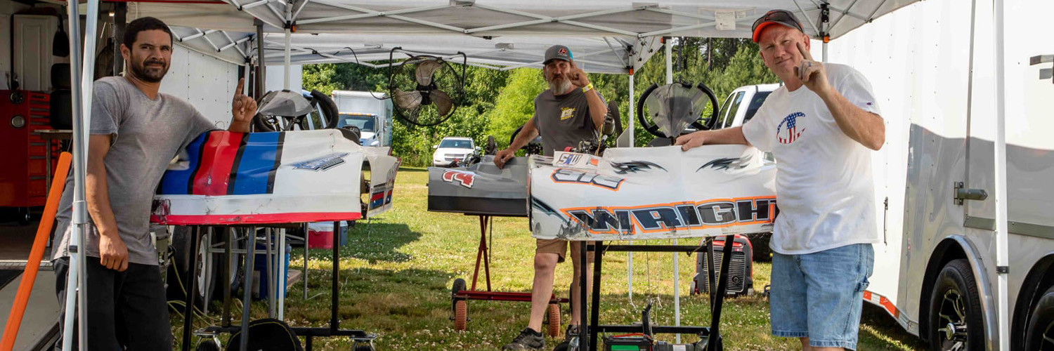 Photo of friends having fun in the pits at Mardela Speedway.